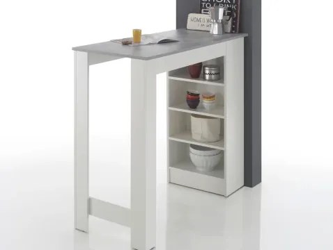 Barový stôl Mojito, biely/sivý betón%