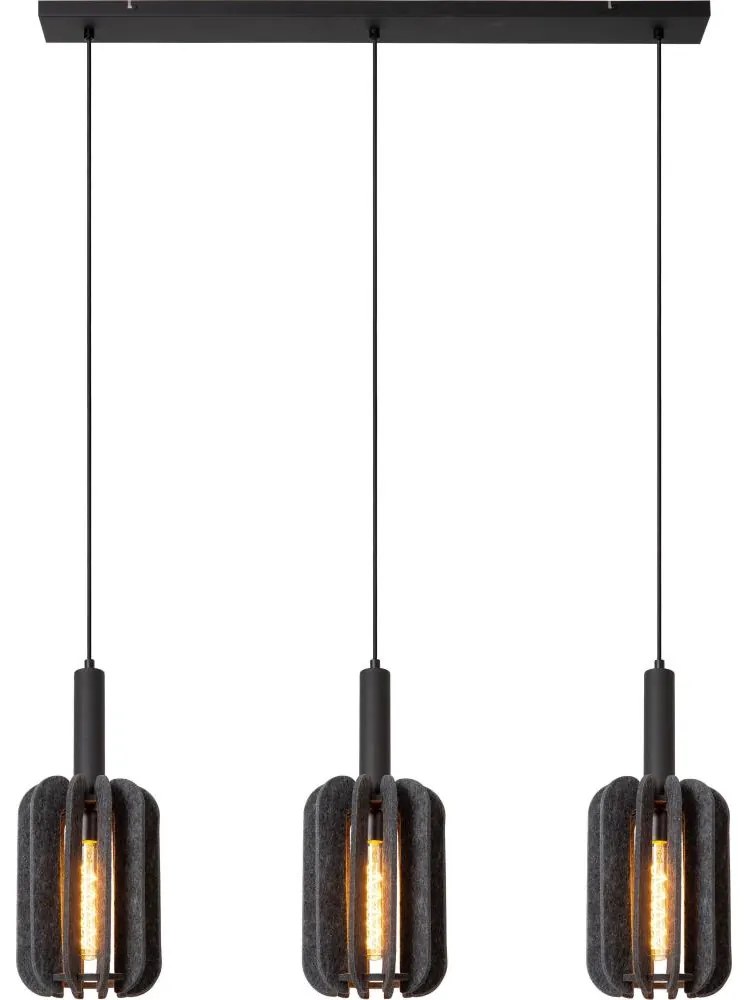 Lucide 45492/03/36 - Luster na lanku RAFAL 3xE27/40W/230V čierna/šedá