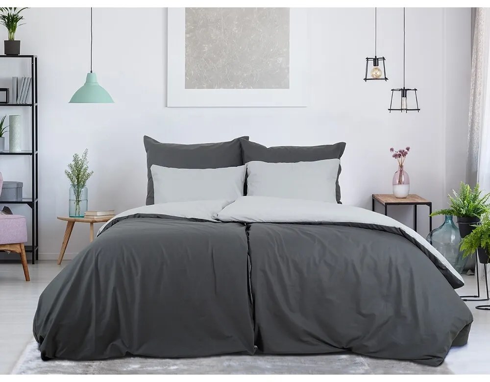 B.E.S. Petrovice Bavlnené obliečky Double face antracit/sivá