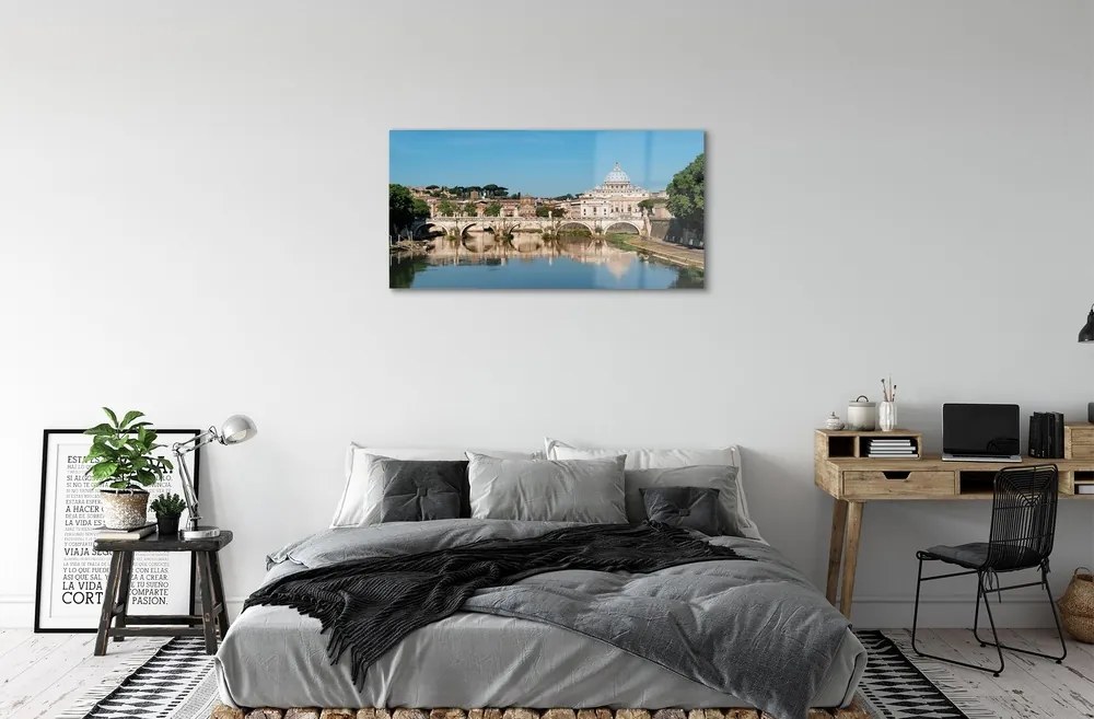 Sklenený obraz Rome River mosty 120x60 cm