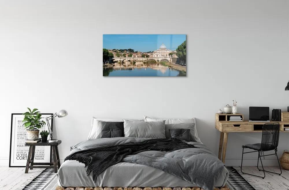 Sklenený obraz Rome River mosty 140x70 cm