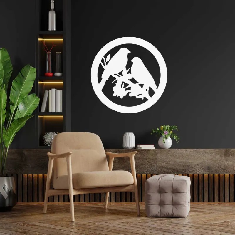 Drevený obraz na stenu vtáky na konári | SENTOP PR0517