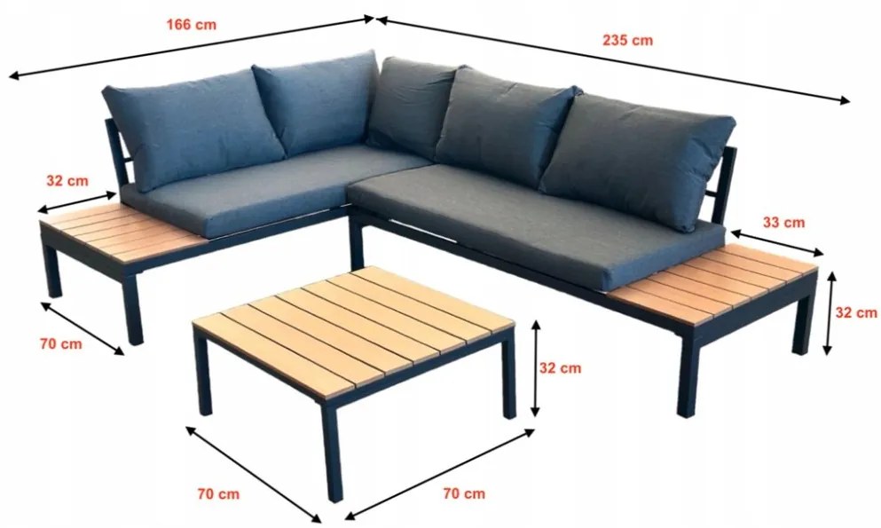 Záhradný rohový set - hnedý