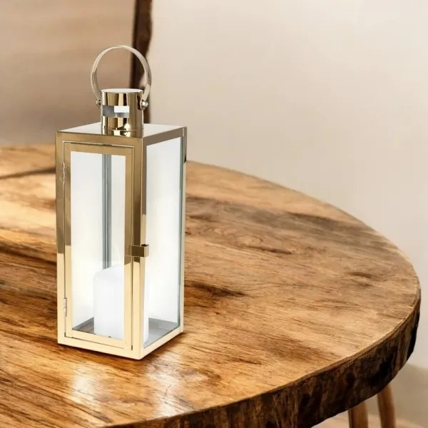 Zlatá dekoratívna lucerna 49 cm