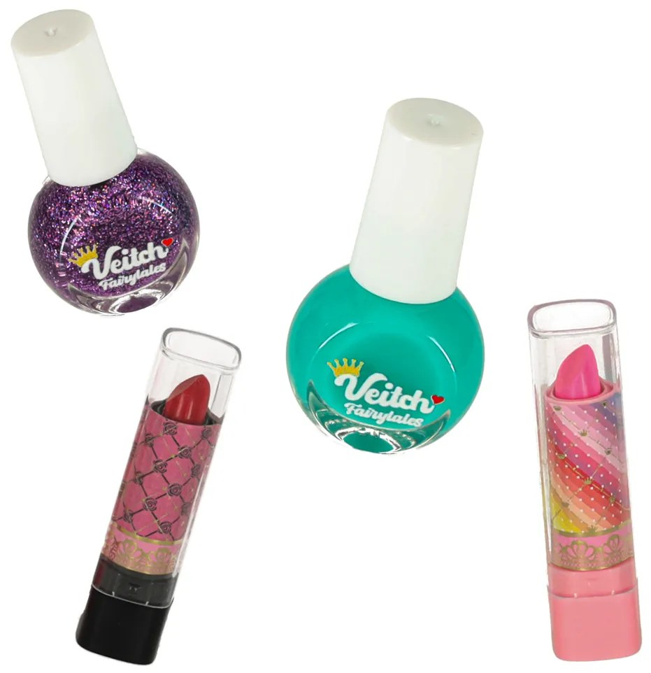 KIK Detská dúhová kozmetická sada 22 ks – tylová sukňa, jednorožcová taštička, trblietky 5+