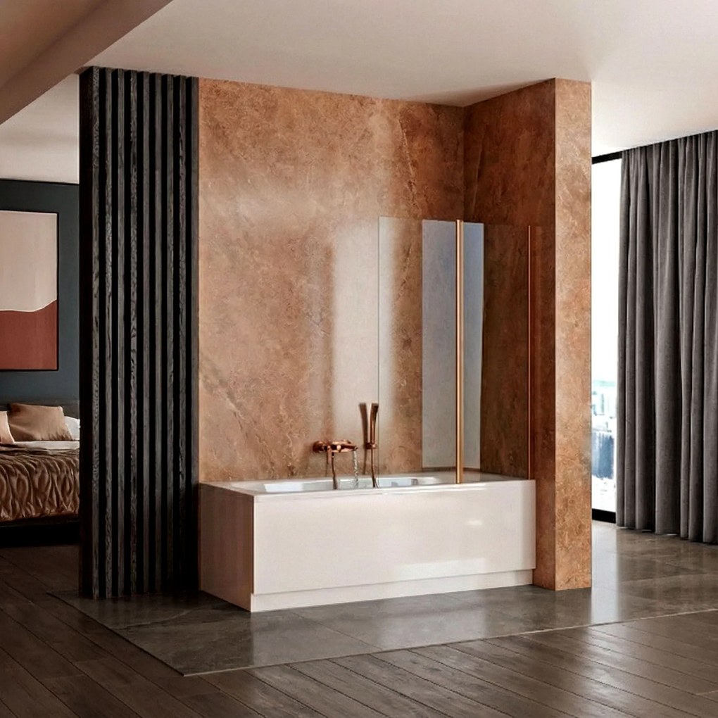 Rea Agat, 2-krídlová skladacia vaňová zástena 80x140 cm, medená matná, REA-W5696