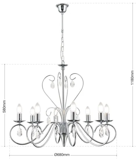 Orion LU 1658/8 - Krištáľový luster na reťazi ALESSIA 8xE14/40W/230V lesklý chróm