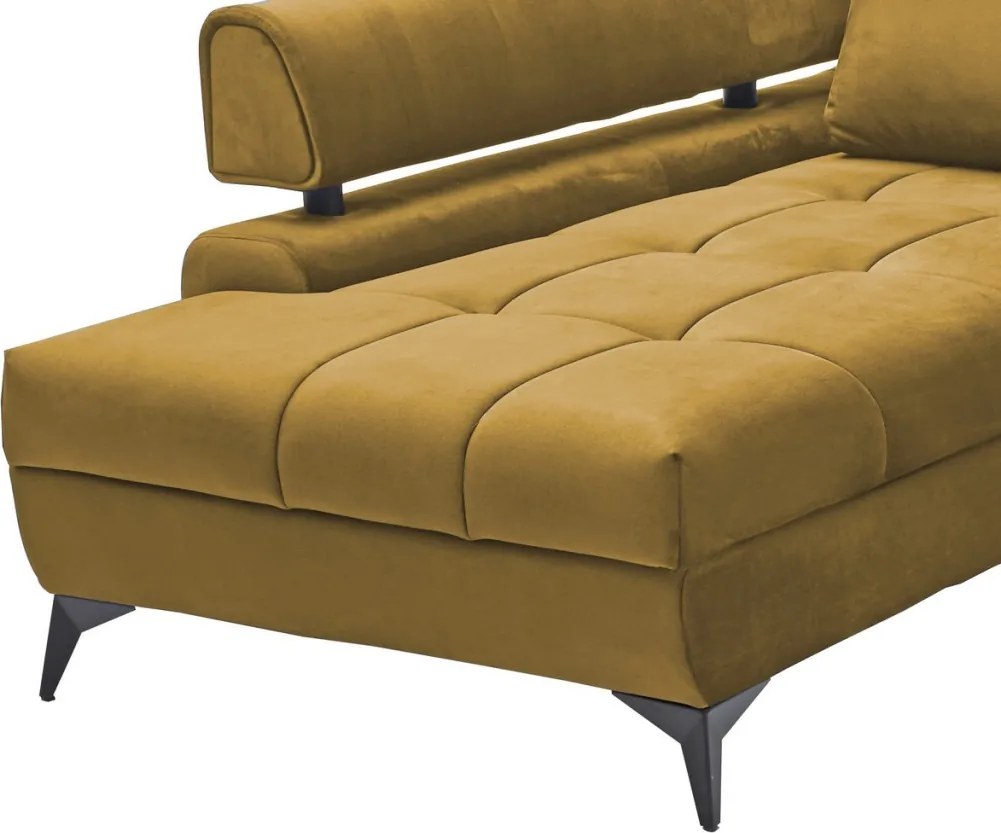 Rohová sedacia súprava Paris, horčicová žltá látka, ľavý roh