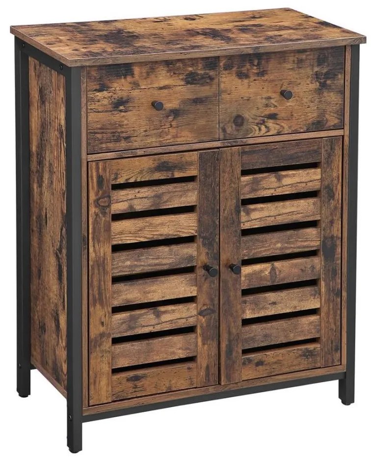 Komoda FIRA so zásuvkami, hnedá/čierna