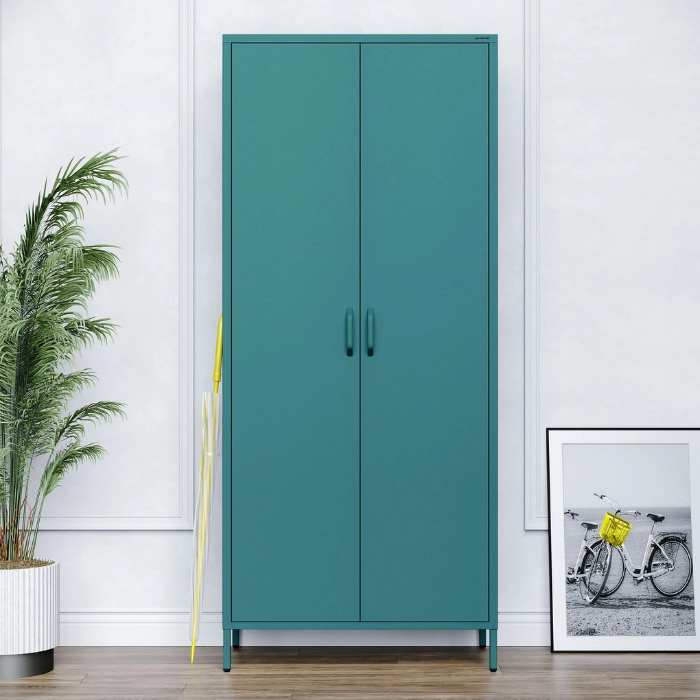 Šatníková skriňa FLAVIO, 800 x 1850 x 450 mm, Modern: morská farba