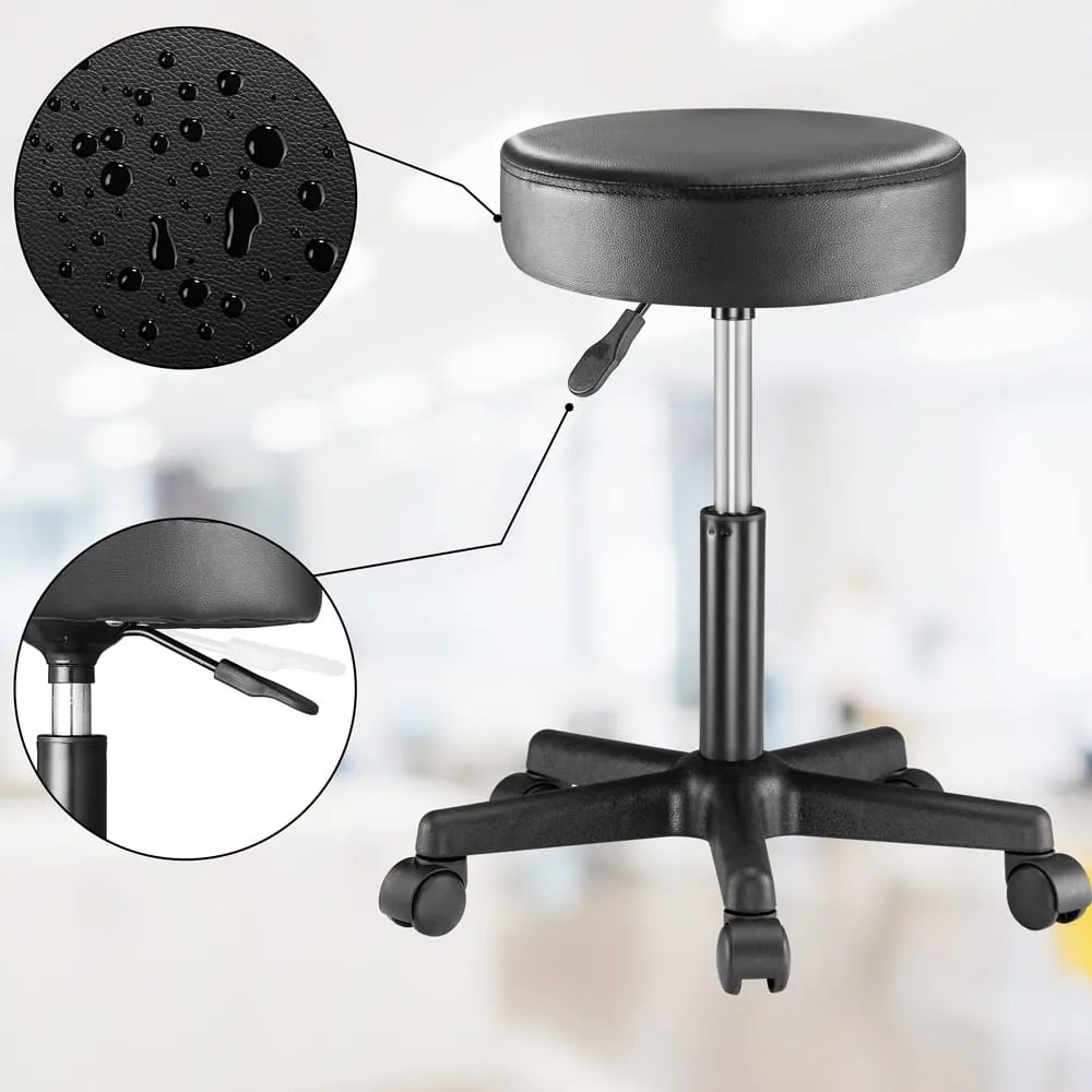 Taburetka na kolieskach BONY, Ø35cm, čierna Casaria