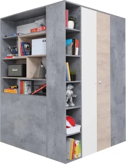 Šatňová šatníková skriňa Sigma 1, biela mat / betón