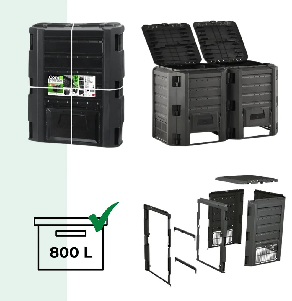 Prosperplast Záhradný kompostér COMPOGREEN, 800l, čierna