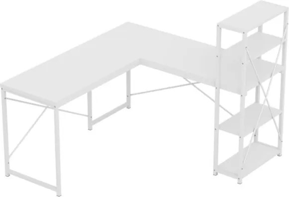 Rohový pracovný stôl s policami Leader 5.9 biely