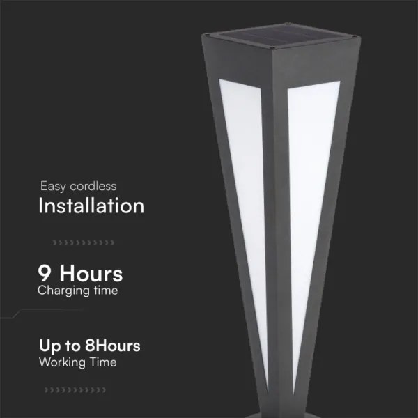 LED Solárna lampa LED/2W/3,7V IP65 3000K čierna