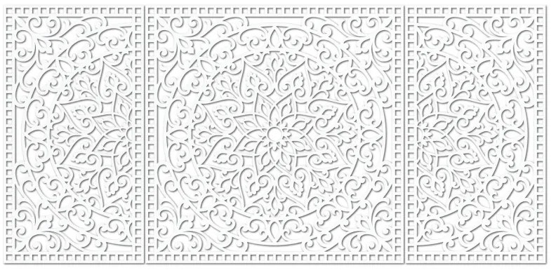 Drevená nástenná dekorácia trojdielna mandala do interiéru | SENTOP HDF0514-B