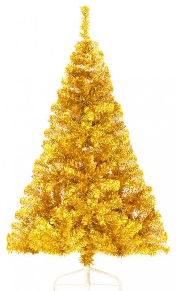 Zlatý umelý vianočný stromček, 150 cm 415 vetiev
