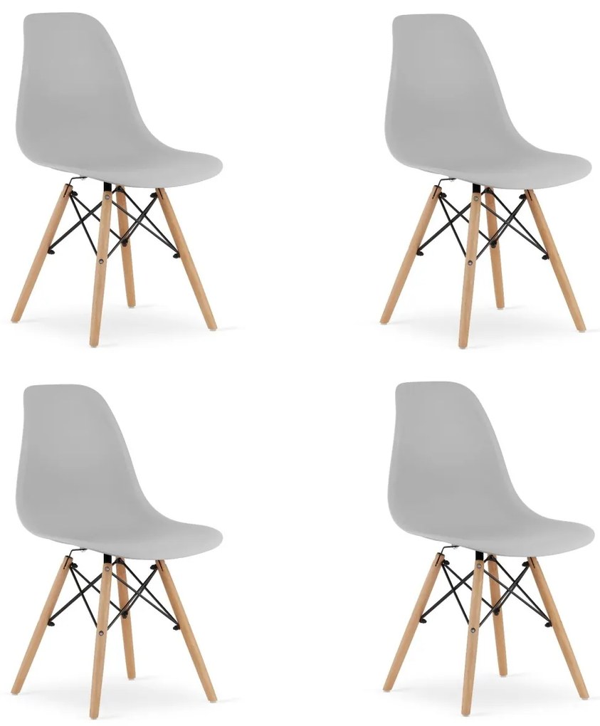 Set 4 stoličiek OSAKA sivé / čierne nohy