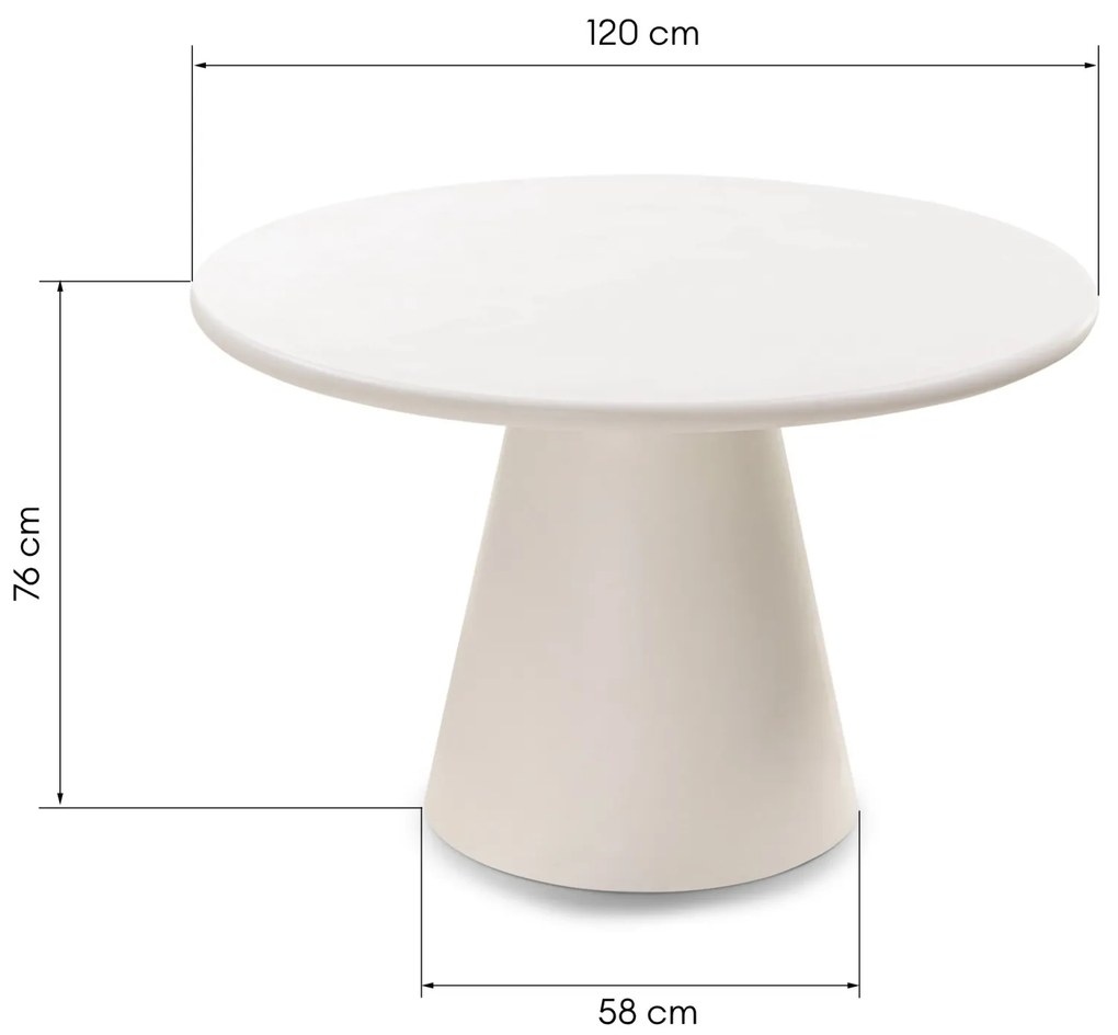 Jedálenský okrúhly stôl Aurora 120 cm ecru