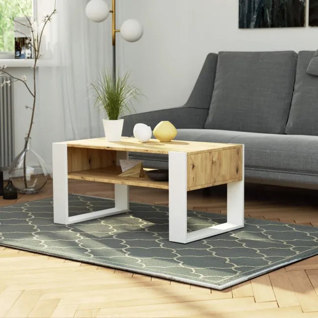 Konferenčný stolík DOMI dub artisan / biely