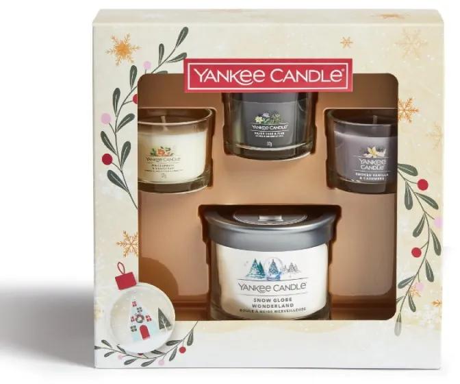 Yankee Candle Vianočný set 3x sampler v skle + malá tumber sviečka