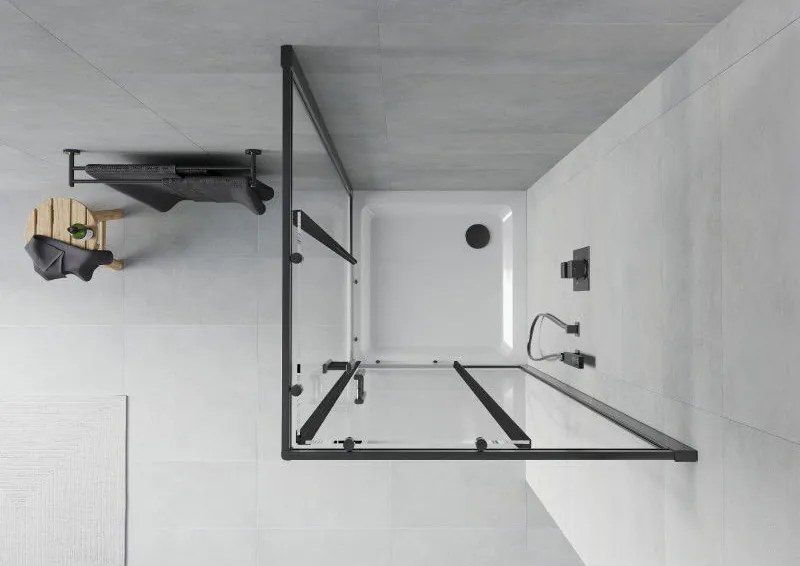 Mexen Rio, štvorcový sprchový kút 70 x 70 cm, 6mm číre sklo, čierny profil + biela sprchová vanička, 860-070-070-70-00-4010B