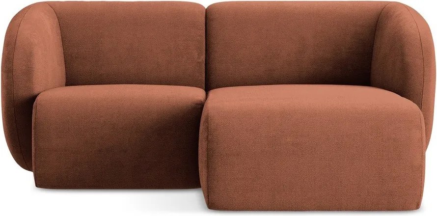 Ženilková rohová pohovka v terakotovej farbe (pravý roh/s leňoškou) Lani – Makamii