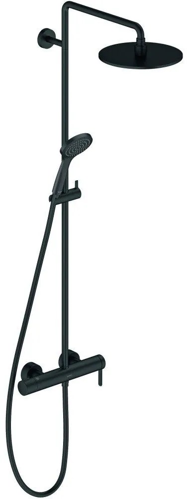 DURAVIT C.1 sprchový systém s pákovou batériou, horná sprcha priemer 240 mm, ručná sprcha 1jet, čierna matná, C14280007046