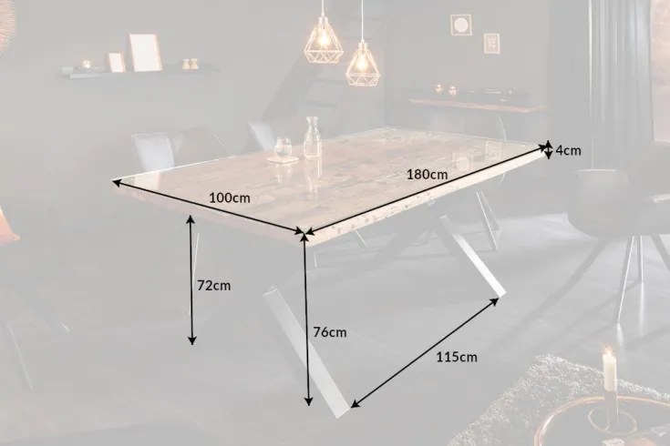 Dizajnový jedálenský stôl Shark X 180 cm prírodný
