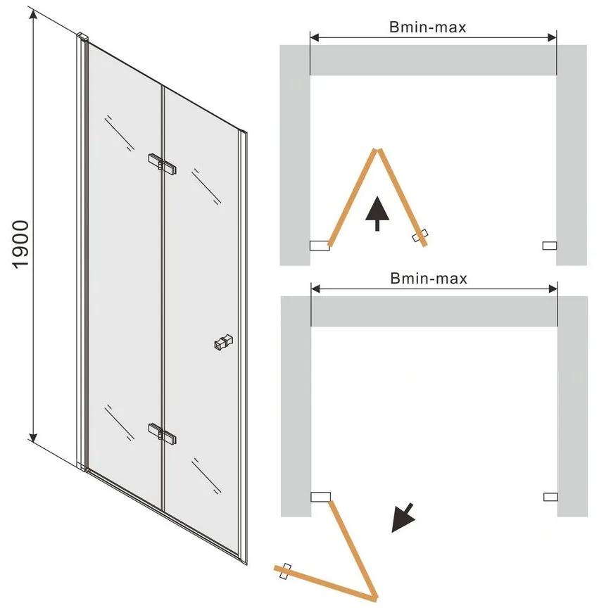 Mexen Lima, sprchovací kút 120 (dvere) x 90 (stena) cm, 6mm šedé sklo, chrómový profil, 856-120-090-01-40