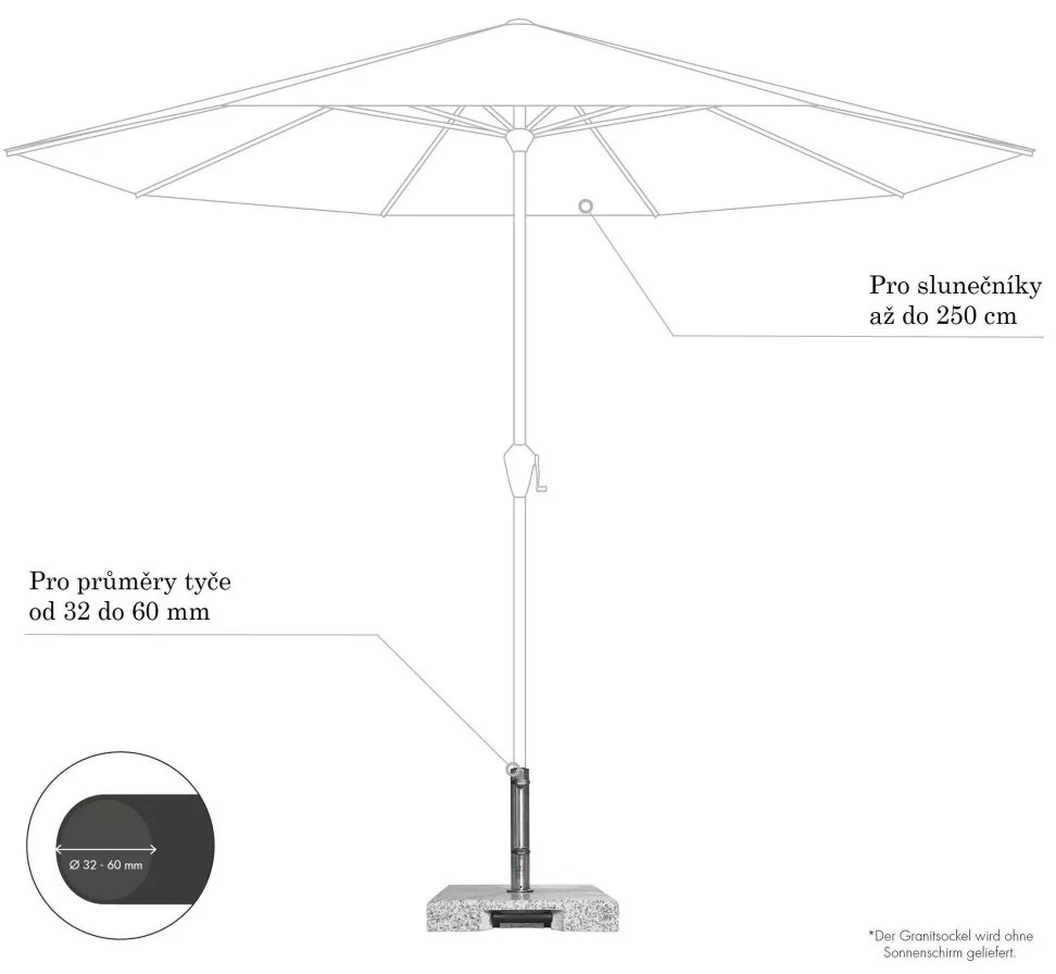 Doppler TROLLEY 40 kg - žulový pojazdný stojan pre slnečníky, žula