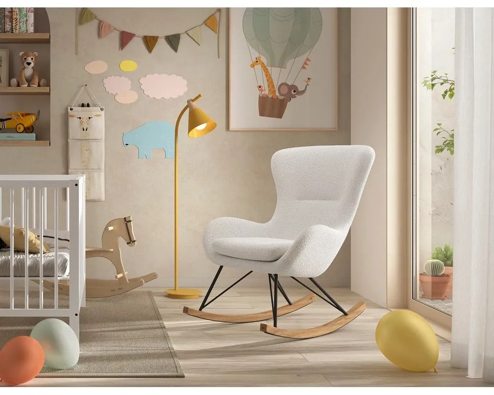 Biele hojdacie detské kresielko z textílie buklé ROCKY – Vipack