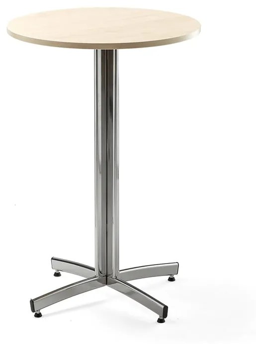 Barový stôl SANNA, Ø700x1050 mm, chróm/breza