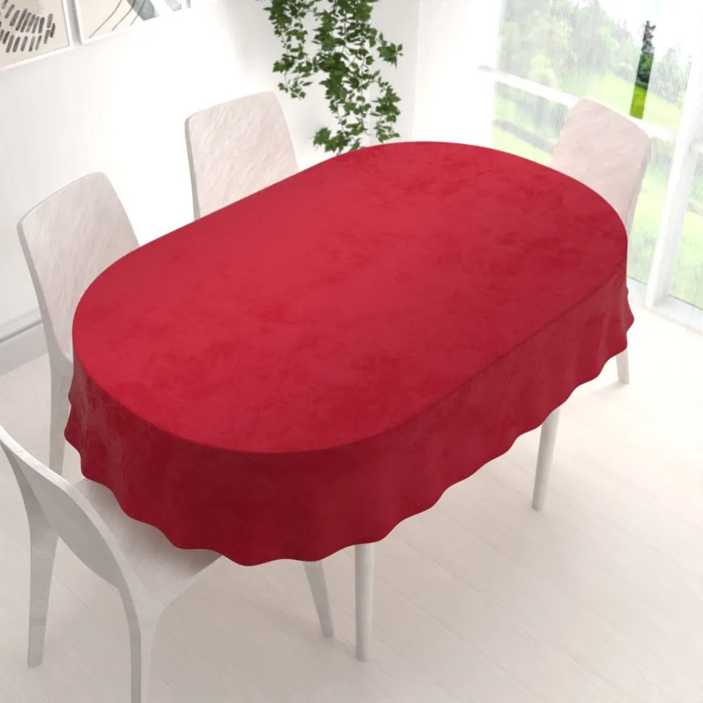 Biante Veľký zamatový oválny obrus Velvet Premium SVP-038 Sýto červený 160x200 cm