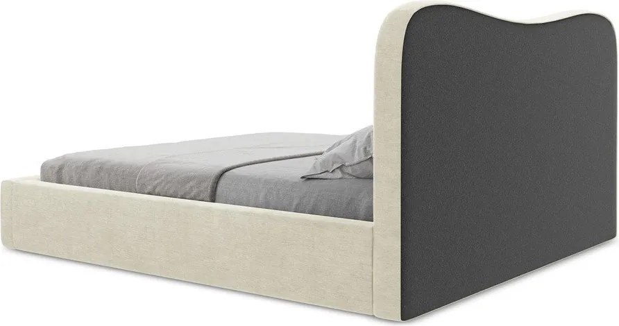 Béžová čalúnená dvojlôžková posteľ s úložným priestorom s roštom 140x200 cm Kahai – Makamii