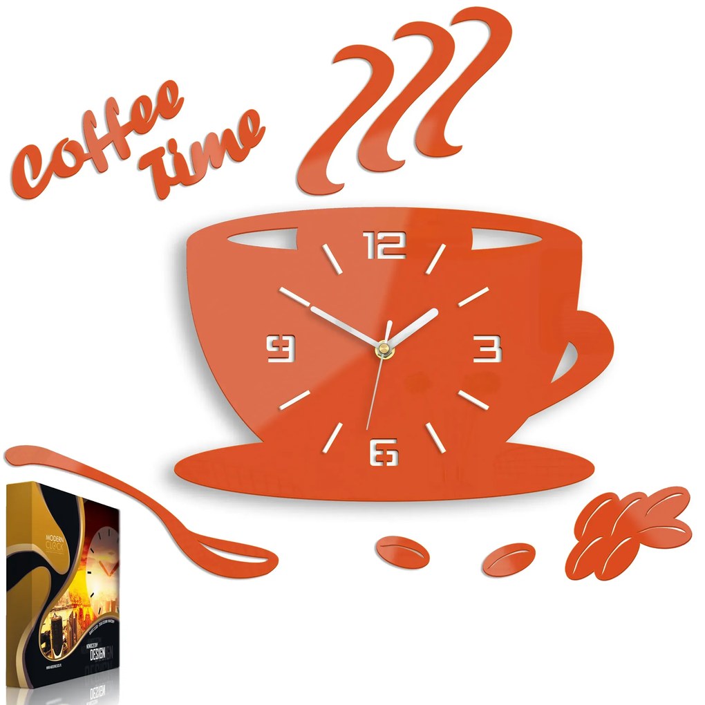 Nástenné hodiny Coffee oranžové