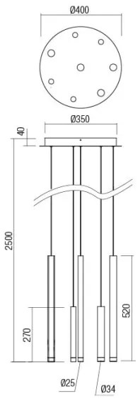 Redo 01-2050 - LED Luster na lanku MADISON 8xLED/4W/230V zlatá
