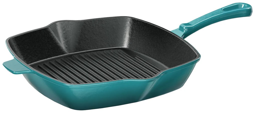 Ernesto® Liatinová grilovacia panvica, 24,5 x 24,5 cm (petrolejová) (100352880)