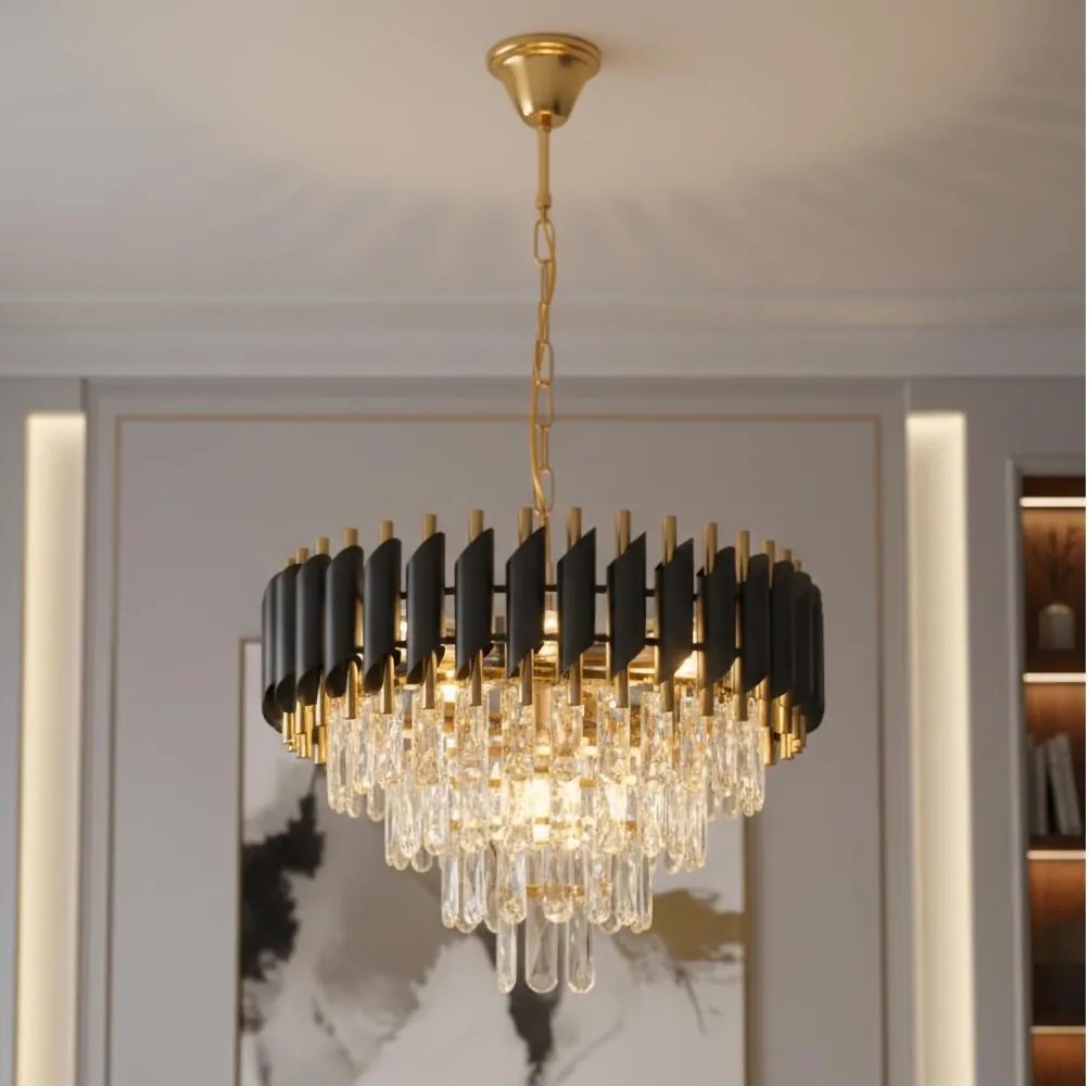 Brilagi - Luster na reťazi ECLIPSE 7xE14/10W/230V priemer 48 cm čierna/zlatá