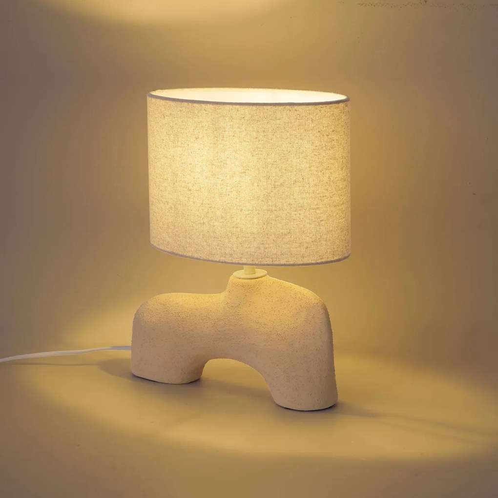 Wabi Sabi stolná lampa béžová s ľanovým tienidlom 35cm - Florence