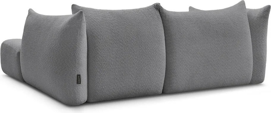 Sivá rohová pohovka z textílie buklé (pravý roh/s leňoškou) Azra – Bobochic Paris