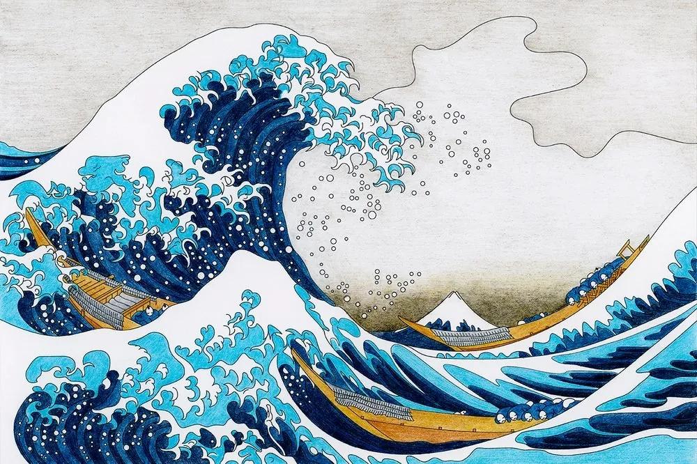 Samolepiaca tapeta reprodukcia Veľká vlna z Kanagawa - Kacušika Hokusai - 225x270
