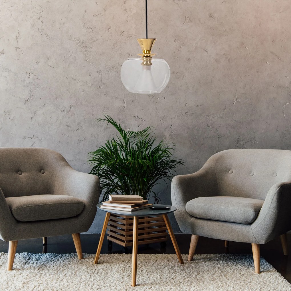Toolight - Stropná lampa závesná sklenená guľa zlatá APP902-1CP, OSW-06676