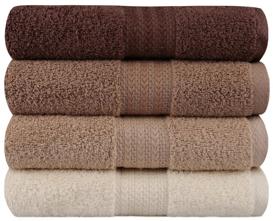 Súprava 4 ks uterákov Rainbow 50x90 cm hnedá