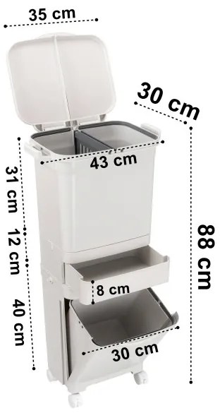 Odpadkový kôš NARDAN 42 l sivý