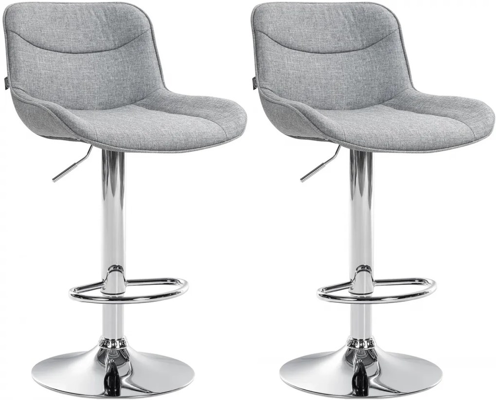 Design-Shop 2x Barová stolička Vonore - látka, chróm - Sivá
