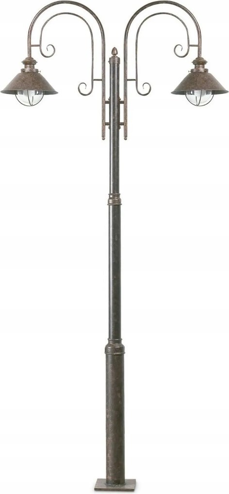Stĺpiková lampa Faro Náutica 2xE27, hrdzavá, oceľ, výška 225 cm, IP33