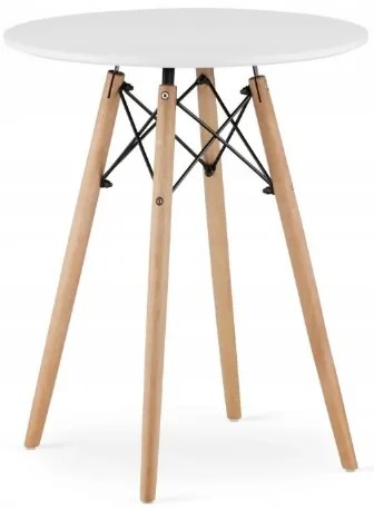 Jedálenská zostava TODI 60cm okrúhly stolový set biely + 2 stoličky OSAKA Farba: Biela