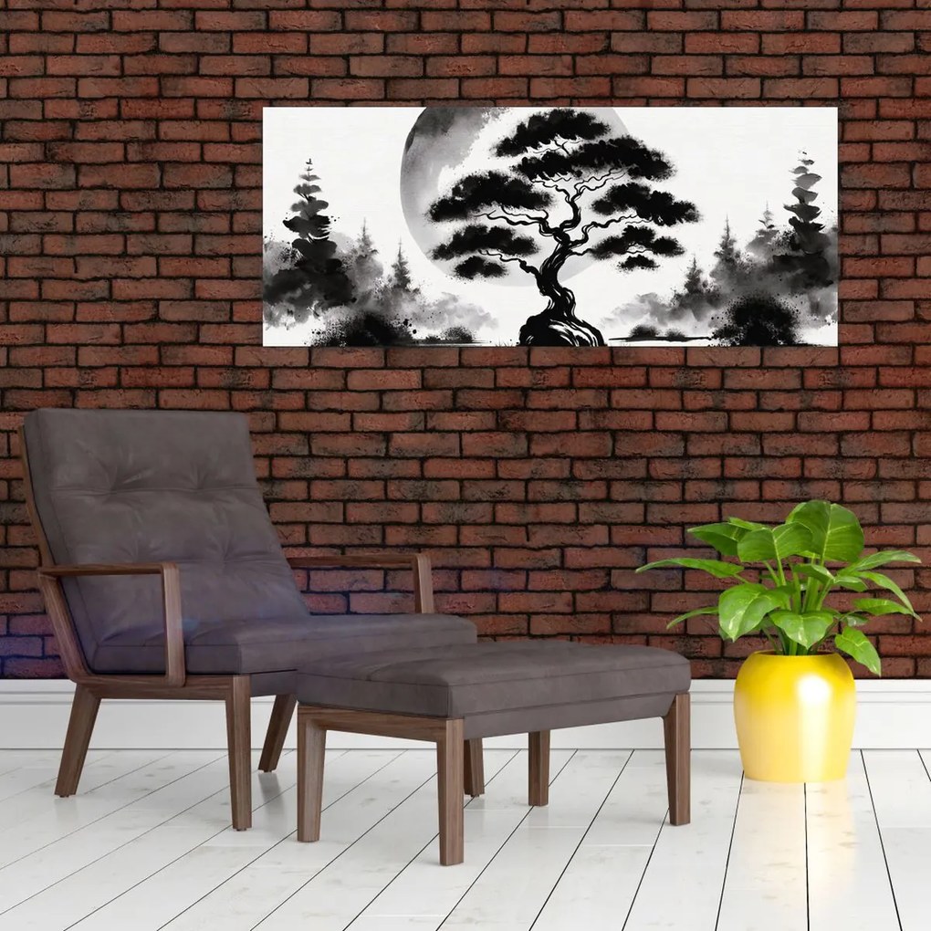 Obraz – Čiernobiela bonsai (120x50 cm)