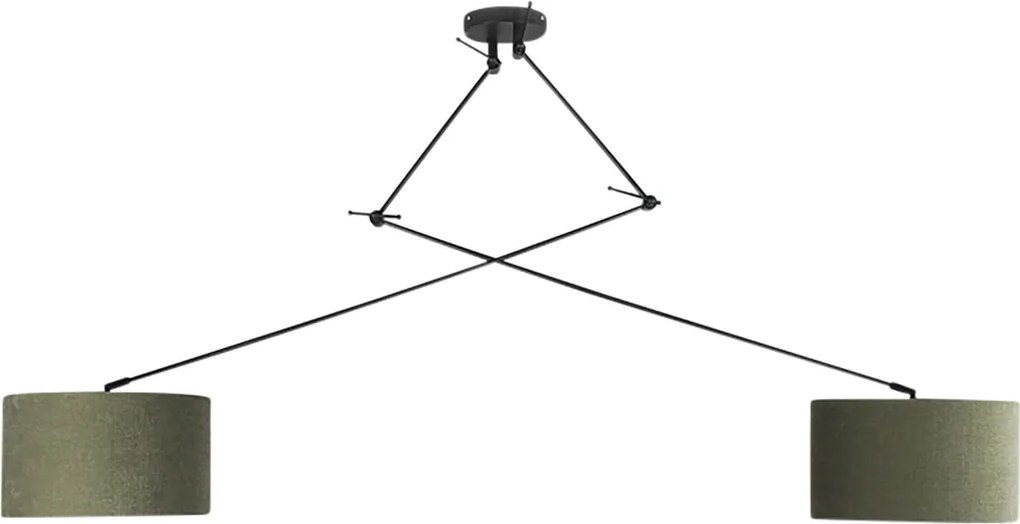 Inteligentné závesné svietidlo čierne s tienidlom 35 cm zelené vrátane 2 Wifi A60 - Blitz